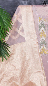 Golden Brown Tissue Silk Pearl Embroidery Pattern Designer Salwar